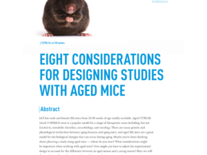 Eight Considerations For Designing Studies With Aged Mice